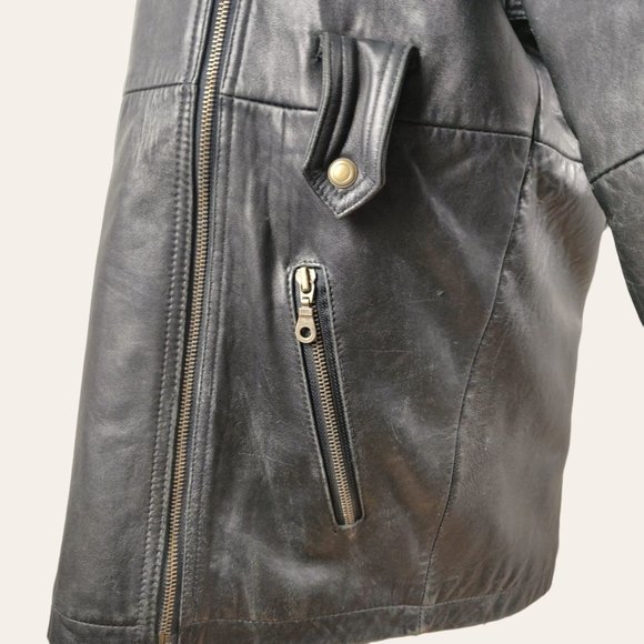 Vintage 1980s Supple Black Leather Trench Coat NEW WAVE French Tradition Express - Picture 7 of 16